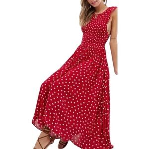 Free People Red Polka Dot Midi Dress